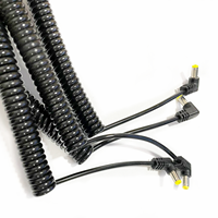Noir 5521 tête incurvée câble d'alimentation cc 2core adaptateur de prise à ressort conducteur en cuivre câble adaptateur de charge fil de câble en spirale