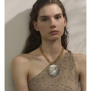 JINYOU 574 joyería de moda Accesorios de playa colgante de concha grande negro collar de cadena de oro de acero inoxidable - Product Image 4