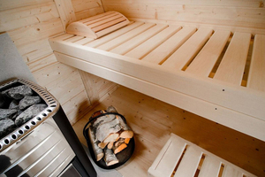 Sauna extérieur Poêle à dosettes Chauffages infrarouges en bois massif Salle de sauna sec traditionnel en bois personnalisé Intérieur en rouge à vendre 40mm - Product Image 4