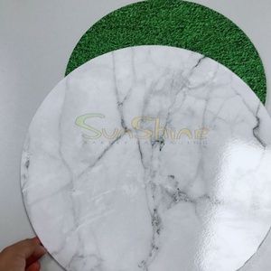 Decorado Silver Foil Masonite Base Redonda para Pastel de Papel Blanco de 12 Pulgadas, Bases para Pastel de MDF con Efecto Mármol - Product Image 2