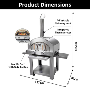 Horno de Pizza a Gas de Acero Inoxidable Napolitano Premium Moderno de Lujo con Alta Eficiencia para las Necesidades de Horneado en el Hogar - Product Image 4
