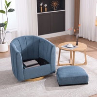 Nouveau fauteuil pivotant rembourré en chenille, base en bois massif, confortable, capitonné, pour salon et chambre à coucher