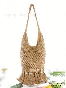Tassel Rope Designer Straw <b>Bag</b> Fashion One Shoulder Pineapple Buckle Beach Handbag Braided Casual Women Summer <b>Bags</b> - Product Image 4