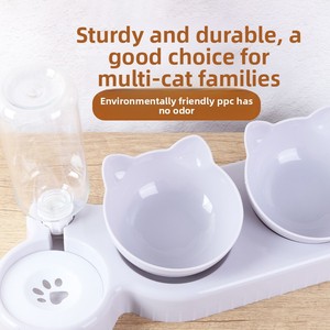 Distributeur d'eau automatique double bol pour chat et <span class=keywords><strong>chien</strong></span> 2-en-1, gamelles auto-remplissantes anti-déversement pour nourriture/eau, mangeoire en plastique pour animaux de compagnie - Product Image 5
