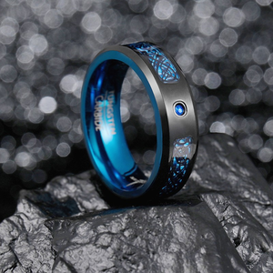 Bague Homme Unisexe Acier Tungstène Fibre de Carbone Titane Acier Zircon Motif Dragon Bicolore Or Bijouterie Fine Fête Anniversaire - Product Image 5
