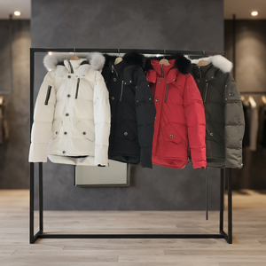 Winter Warm Fur Brand Luxury Men's & Women's Puffer Bubble Denim <b>Jacket</b> <b>Canvas</b> Dot Pattern Gothic Style Zipper Outerwear - Product Image 2
