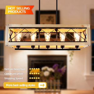 Lámpara Colgante de Vidrio Estilo Japonés Wabi-sabi para Restaurante, Salón de Té, Lámpara de Techo de Madera con Múltiples Cabezas para Sala de Estar, Dormitorio - Product Image 2