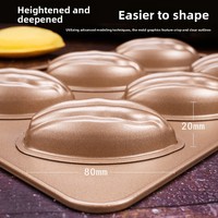 MIXWARES Moule à madeleines antiadhésif 6 cavités - Plaque de cuisson en acier au carbone en forme de fève de cacao, moule à gâteau réutilisable pour four