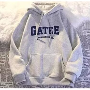 Sweat-shirt à capuche épais et tendance pour homme, en coton, coupe ample et oversize, avec poche à lettres, idéal pour l'automne et l'hiver - Vente en gros - Product Image 3