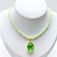 Nouveau collier en corde tressée de couleur dopamine, style européen et américain, accessoires DIY, pendentif ovale en zircon coloré, chaîne de clavicule