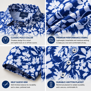 Polos pour hommes, polos de golf de luxe à imprimé floral, manches courtes, performance, resort, logo personnalisé, OEM, ODM, marque privée - Product Image 3
