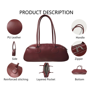 Borse di Lusso Firmate 3196, Piccole Borse a Tracolla in Pelle <span class=keywords><strong>Bordeaux</strong></span> con Chiusura a Zip per Donne - Product Image 2