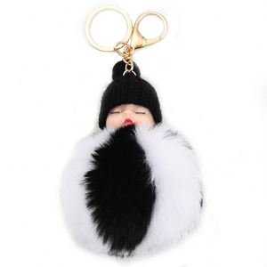 Coloré dormir bébé poupée porte-clés suspendu boule <span class=keywords><strong>de</strong></span> cheveux pendentif mignon moelleux Pom pom peluche porte-clés porte-<span class=keywords><strong>laine</strong></span> sac balle jouet - Product Image 6