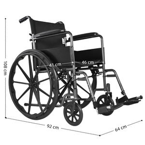 Silla de ruedas manual ligera con reposabrazos ajustable Material de acero portátil Función plegable Silla de ruedas - Product Image 2