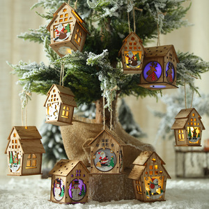 Wooden Christmas House with Lights, New Cross-Border Christmas Creative Assembled <b>Small</b> House <b>Ornament</b>, Illuminated Colorful - Product Image 2