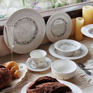 Pháp Đất Nước Hoa Oải Hương Cao Bắn Sứ Đồ Ăn Đặt Khác Nhau Tấm Shabby Chic Hoa Nổi Bộ Đồ Ăn Gốm - Product Image 1