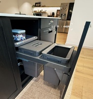 Ensemble de meubles de cuisine modulaires modernes de luxe en contreplaqué avec finition bois, ensemble complet