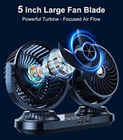 Ventilateur de voiture oscillant automatique à double tête 15W en plastique, alimentation DC 12V/24V par prise allume-cigare pour berline, SUV, camping-car, fourgonnette, camion, UTV