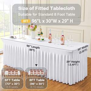 도매 신축성 테이블 스커트, 간편한 설치, 4FT 5FT 6FT 8FT 사각 연회 테이블 커버 스커팅, 방수 옵션 - Product Image 4