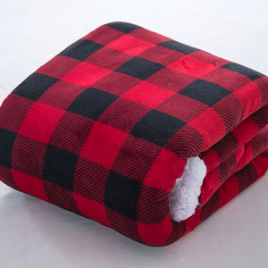 Couverture <span class=keywords><strong>Sherpa</strong></span> en molleton à carreaux pour canapé lit, flanelle de noël, <span class=keywords><strong>Plaid</strong></span> rouge et noir, <span class=keywords><strong>Plaid</strong></span> décoratif - Product Image 2