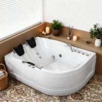 Baignoire d'angle autoportante intelligente pour 2 personnes en ABS avec jets de massage