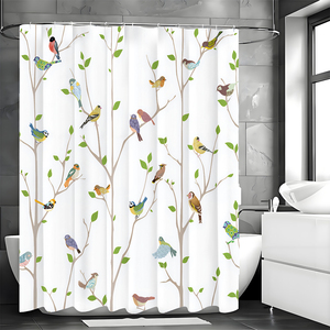 Waterproof Bathroom <strong>Shower</strong> <strong>Curtain</strong>, Birds <strong>Standing</strong> on Branches, Hot Selling in U.S. and European Markets - Product Image 4