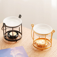 Nouveau brûleur à huile essentielle en céramique noire dorée, diffuseur de parfum, chauffe-cire décoratif avec poignée