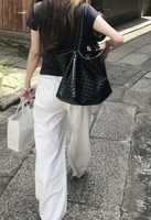 Tas Selempang Wanita Rajut Tangan Model Bucket, Kapasitas Besar, Desain Unik, Resleting, Modis, Serbaguna