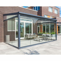 5mm 6mm 8mm 10mm 12mm verre trempé clair aluminium Pergola toit terrasse véranda verre et porte coulissante mur de verre