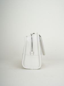 Sac Boston en cuir véritable blanc personnalisé, sac fourre-tout minimaliste à poignée supérieure, sac bandoulière, sac à main élégant personnalisé pour le quotidien avec fermeture éclair - Product Image 4