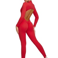 Combinaison de yoga nude essentielle pour femmes, à manches longues et fermeture éclair américaine, séchage rapide, en Spandex/Nylon, pour le sport