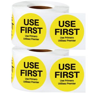 Étiquettes adhésives permanentes jaunes de 2 pouces à points ronds pour le contrôle des stocks alimentaires en restauration et cuisine (instruments bruts) - Product Image 1