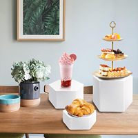 6 pièces de supports de présentation en acrylique blanc, rehausseurs de buffet, présentoirs à desserts, rehausseurs de vitrine à bijoux, organisateurs de présentation, présentoirs de buffet (6 pièces)