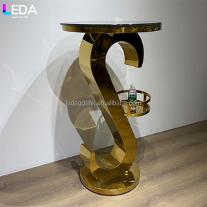LEDA Luxury Party Event Decor Metal <b>Round</b> Bar <b>Table</b> <b>Gold</b> Hotel Dining <b>Table</b> for Wedding - Product Image 3