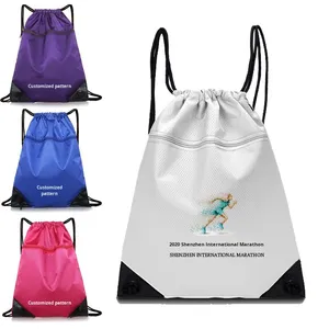 Manufacturer-Printed Logo Diamond Pattern Drawstring Bag Outdoor Sports Waterproof Oxford Cloth Colorful Promotional Sportpacks
