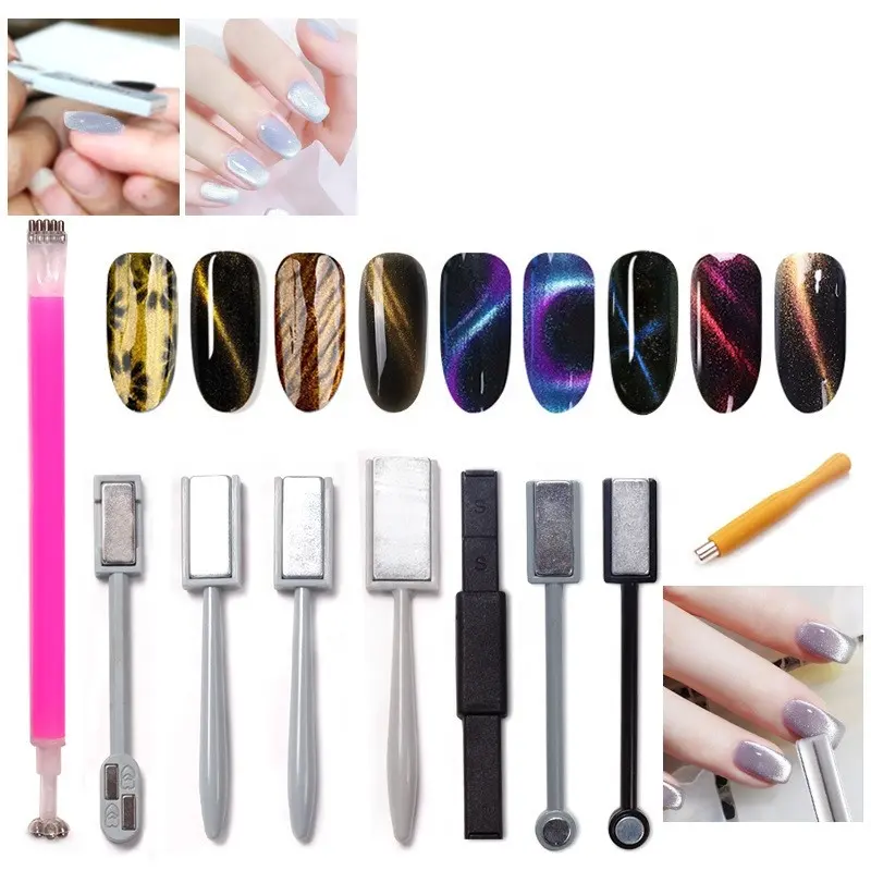 11 stili doppia testa magnete per Manicure effetto occhi di gatto strumenti per smalto Gel Uv magnete forte penna per occhi di gatto magnete per gel per unghie