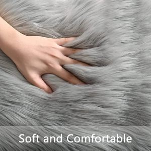 6FT Polyester giả da cừu Fluffy lông xù xì Thảm phòng ngủ đầu giường thảm thiết kế thời trang có thể giặt xù xì thảm - Product Image 2