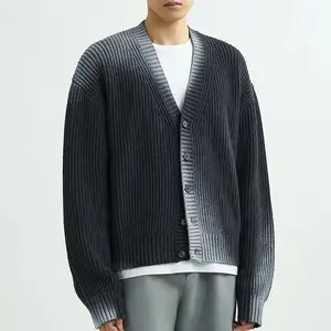 Bán Buôn Người Đàn Ông Cardigan Phong Cách Kint Mens V Hình Dạng Áo Len Người Đàn Ông Quá Khổ 100 Bông Áo Thun Dệt Kim Áo Len