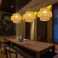 Lustre suspenso retrô de rattan venetio, luminária suspensa com estilo japonês, restaurante, artesanal