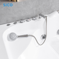 Baignoire de massage hydromassante professionnelle en acrylique Sico pour 2 personnes, fabricant de baignoires de massage à remous avec système de jets d'air double