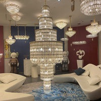 Lustre en cristal multi-niveaux, grande suspension longue pour villa, duplex, escalier, hall d'hôtel, décoration de plafond haut