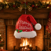 Ballons de Noël en aluminium en forme de chapeau de Père Noël, renne, casse-noisette, homme en pain d'épices pour décorations de Noël, de fêtes à domicile et de vitrines - Vente en gros