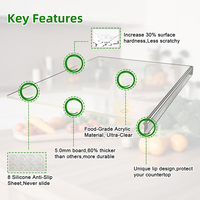 Tabla de Cortar de Acrílico Transparente Personalizada de Fábrica al por Mayor con Borde, Apta para Lavavajillas, 3 mm de Grosor