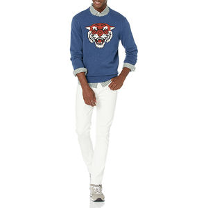 2021 Winter 100% Organic Cotton Custom Logo Anime Tiger Pattern Intarsia Knit <strong>Men's</strong> Crew Neck Pullover Sweater <strong>Jumpers</strong> for <strong>Men</strong> - Product Image 6