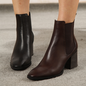 Botas Vaqueras <span class=keywords><strong>de</strong></span> Cuero <span class=keywords><strong>para</strong></span> <span class=keywords><strong>Mujer</strong></span>, Invierno, Punta Redonda, Tacón Grueso, Forro <span class=keywords><strong>de</strong></span> Cuero Genuino, Zapatos <span class=keywords><strong>de</strong></span> <span class=keywords><strong>Tobillo</strong></span> <span class=keywords><strong>para</strong></span> Damas - Product Image 6