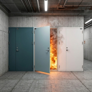 Porte en acier ignifuge durable avec kit d'accessoires complet, sur mesure pour les projets immobiliers et les aménagements intérieurs commerciaux. - Product Image 1