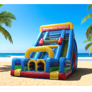 Castillo Inflable para Niños, Tobogán Combinado, Parque de Diversiones, Tobogán Doble Inflable con Escalada para Piscina y Playa - Product Image 1