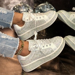 Zapatos Casuales de Diseñador con Pedrería Brillante al por Mayor, Zapatos de Moda para Mujer con Cordones, Antideslizantes, Resistentes y de Lujo para Caminar, Primavera-Verano - Product Image 1