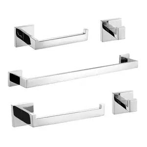 Matte Golden Towel Bar Set Bathroom Wall Mounted 304 Stainless Steel 4 Pieces Hardware Sanitary Accessory Set