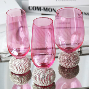 Verre à vin rouge décoratif unique en forme de diamant rose féerique, gobelet à whisky - Product Image 5
